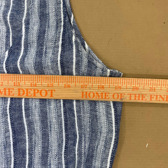 Anthropologie Cloth & Stone Navy Striped Sleeveless Linen Blend Jumpsuit Large - Picture 11 of 11